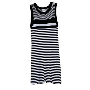 Tommy Bahama Womens Black White Striped Ribbed Knit Tank Sheath Dress XL Summer